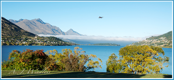 An airliner brings vacationers in over the lake of their dreams.