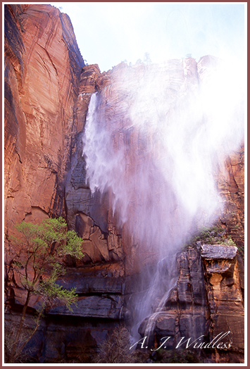 This water fall fails to reach the bottom as it has so far to fall that even a slight breeze carries it away as mist.